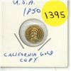 Image 1 : U.S. 1850 fake California gold $1. Eureka above helmeted soldier. This is not real gold. AU.