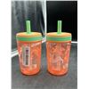 Image 1 : Zak! Designs Unicorn-Themed Plastic Spill-Proof Cups with Straws – Set of 2