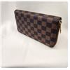 Image 1 : Brown and Black Checkered Zipper Wallet with Gold Hardware