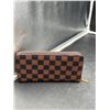 Image 2 : Brown and Black Checkered Zipper Wallet with Gold Hardware