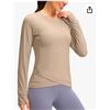 Image 1 : SANTINY Women’s Long Sleeve Workout Tops Athletic Compression Shirts Cross Hem Running Gym 