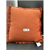 Image 2 : NK Throw Pillow, 18 x 18 Inches, Orange with Fringe Edges