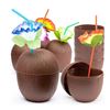 Image 1 : Prextex Coconut Cups with Hibiscus Straws, Set of 18