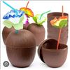 Image 1 : Prextex Coconut Cups With Hibiscus Straws – 18 Pieces