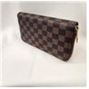 Image 1 : Brown and Black Checkered Zipper Wallet with Gold Hardware