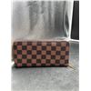 Image 2 : Brown and Black Checkered Zipper Wallet with Gold Hardware
