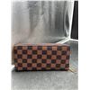 Image 2 : Brown and Black Checkered Zipper Wallet with Gold Hardware