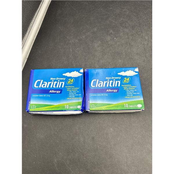 Claritin Non-Drowsy Allergy Relief, 24-Hour, Loratadine 10 mg, 10 Tablets Each (Lot of 2)
