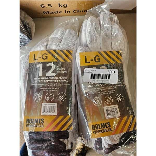 Lot of 2 Ð Large Holmes Workwear Polyester and Cotton Gloves, 12 Pairs