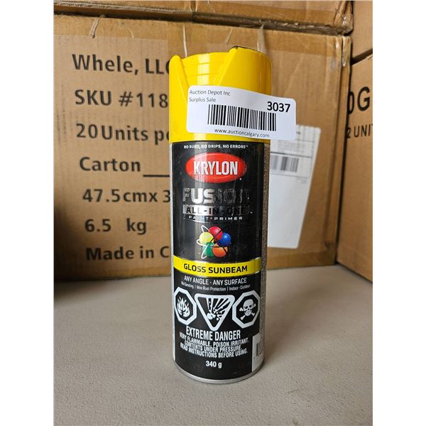 Lot of 4 Krylon Fusion All-In-One Spray Paint Gloss Sunbeam 340g