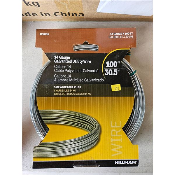 Hillman 14-Gauge Galvanized Utility Wire, 100 ft (30.5 m)