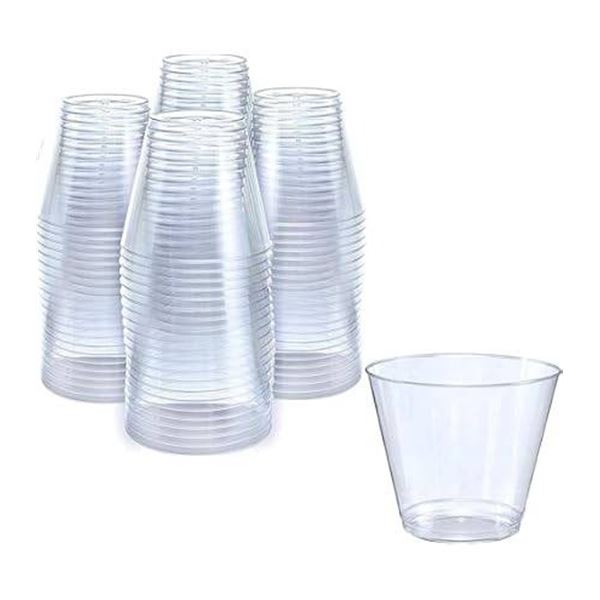 Prestee 9 oz Clear Cups 100 Pack, Model DR5100, Made in China