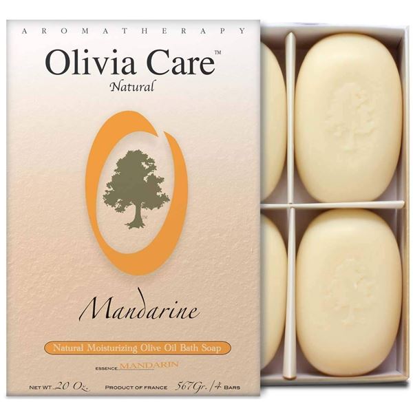 Olivia Care Aromatherapy Mandarin Olive Oil Bath Soap, 4 Bars, 20 oz