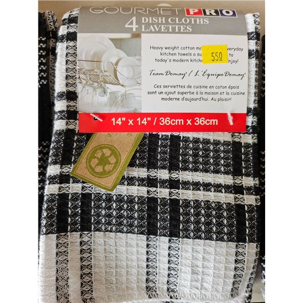 Lot of 3 Ð 12 Gourmet Pro 14 x 14 Inch Dish Cloths in Black and White