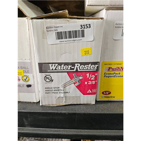Water-Rester 1/2 Inch x 3/8 Inch Angle Stop by Waterline
