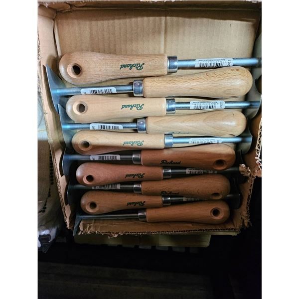 Lot of 10 Robert Sorby Woodturning Chisels with Handles