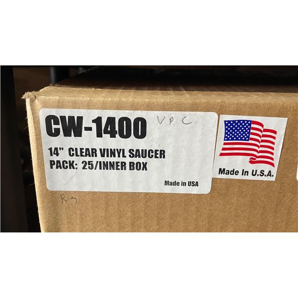 CW-1400 14 Inch Clear Vinyl Saucers, Pack of 25, Made in USA
