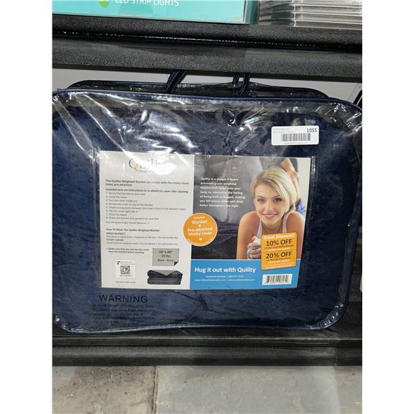 Quility 20 lb Weighted Blanket with Pre-Attached Minky Cover, 60″x80″