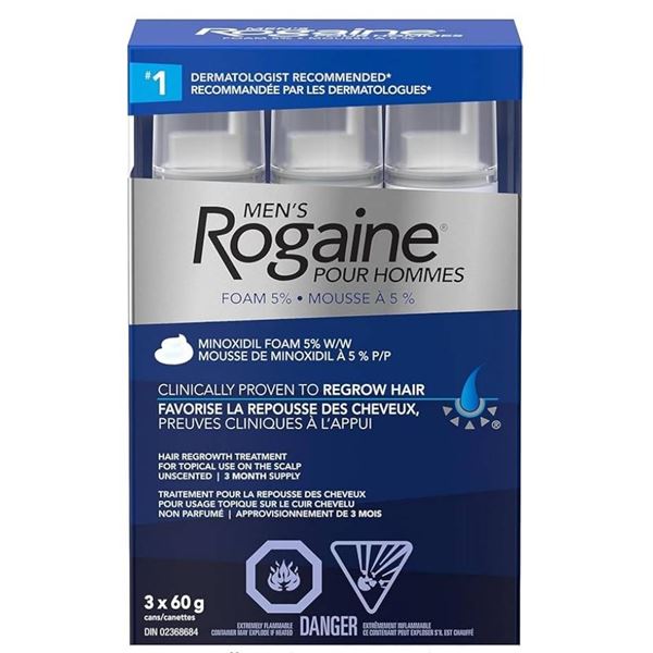 Rogaine Men’s Hair Loss & Thinning Treatment for Hair Regrowth, 5 Minoxidil Foam Extra Stre
