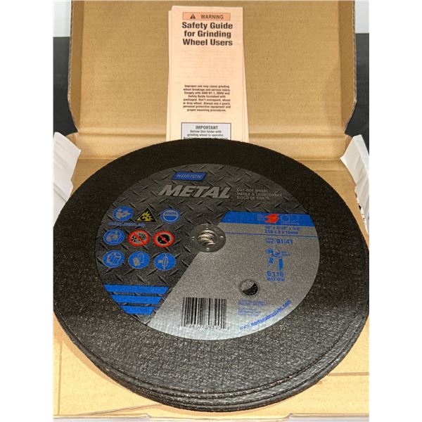 Norton Metal Cut-Off Wheel 10in x 3/32in x 5/8in, Model 89390, Pack of 5