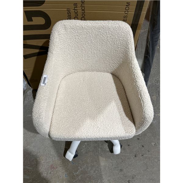 Linon Colton Steel Base Sherpa Upholstered Office Chair with Wheels, Natural