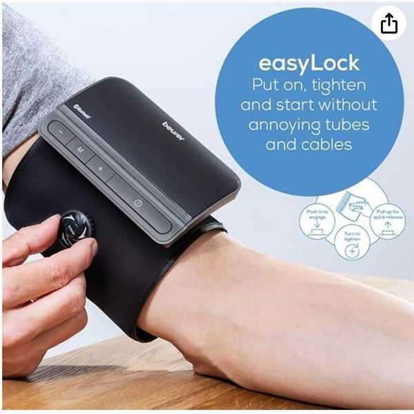 Beurer BM81 easyLock Automatic Upper Arm Blood Pressure Monitor, Fully Electronic Smart Cuff Without