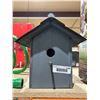 Image 1 : Locally Handrafted Gray Wooden Birdhouse with Front Perch and Roof Shingles