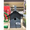 Image 4 : Locally Handrafted Gray Wooden Birdhouse with Front Perch and Roof Shingles