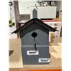 Image 1 : Locally Handmade Gray Wooden Birdhouse with Asphalt Shingle Roof