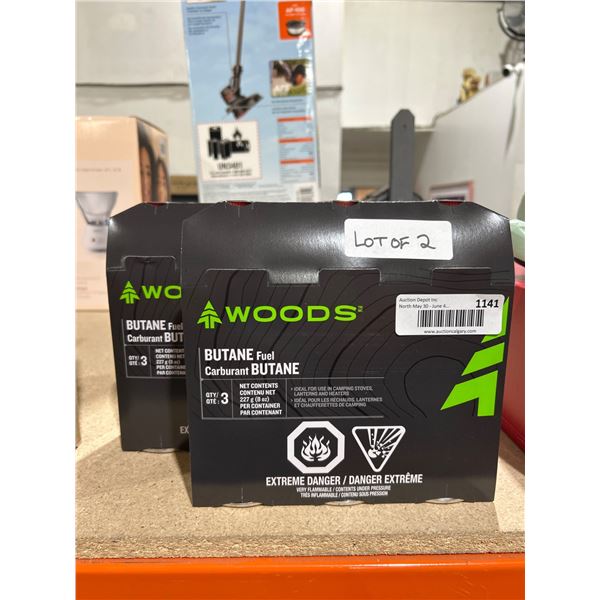 Woods Butane Fuel Canisters – 3-Pack Lot of 2 (227 g Each)