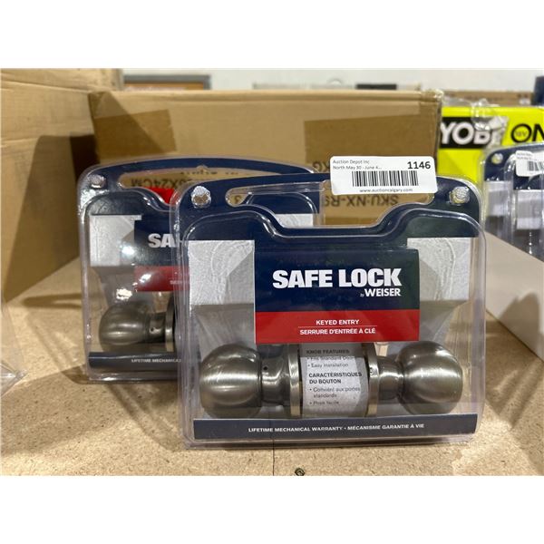 Weiser Safe Lock Keyed Entry Knobs Lot of 2 – Fits Standard Doors