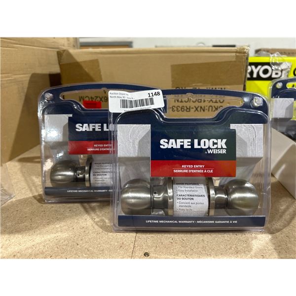 Weiser Safe Lock Keyed Entry Knobs Lot of 2 – Fits Standard Doors