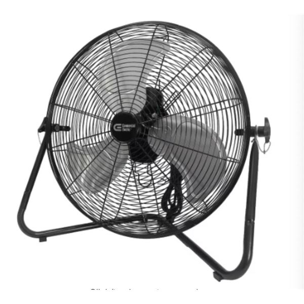 Commercial Electric 20-inch 3-Speed High Velocity Air Circulator Black Metal Floor Fan with Carrying