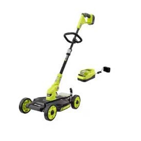 RYOBI 18V ONE+ 12-inch Cordless Battery 3-in-1 Trim Mower with 4.0 Ah Battery & Charger