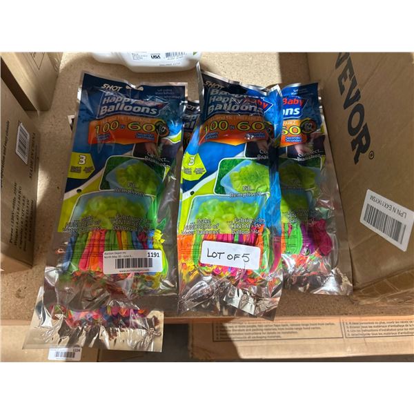 Lot of 5 Happy Baby Balloons Packs with 100 Balloons in 60 Seconds