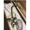 Image 4 : Freestanding Tub Filler Faucet, Floor Mount Brushed Gold Bathtub Faucet with Single Handheld Shower 