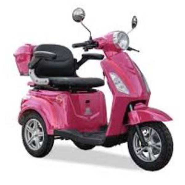 Daymak Roadster Mobility Scooter in Pink , Bluetooth mp3, lockable rear carrying case -NEW Floor Mod