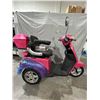 Image 2 : Daymak Roadster Mobility Scooter in Pink , Bluetooth mp3, lockable rear carrying case -NEW Floor Mod