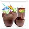 Image 1 : Prextex Coconut Cups With Hibiscus Straws, 18 Cups