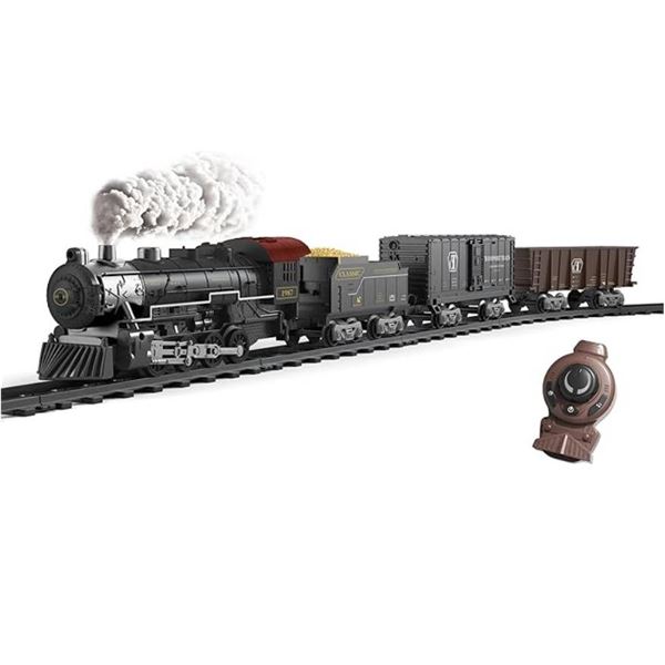 Electric Train Set Toy with Remote Control,Smoke and Sound. Steam Train
