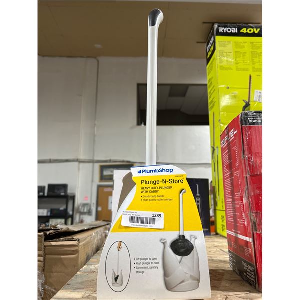 PlumbShop Plunge-N-Store Heavy Duty Plunger With Caddy