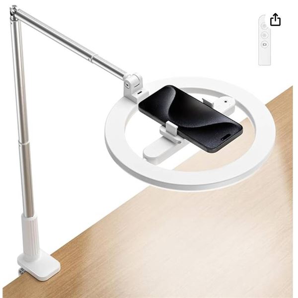 JSAUX 10″ Selfie Ring Light R6 with Stand, Adjustable Overhead Phone Mount for Desk, Phone 