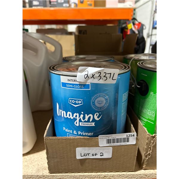 Co-op Imagine Premium Interior Semi-Gloss Paint & Primer Neutral C7290, Lot of 2