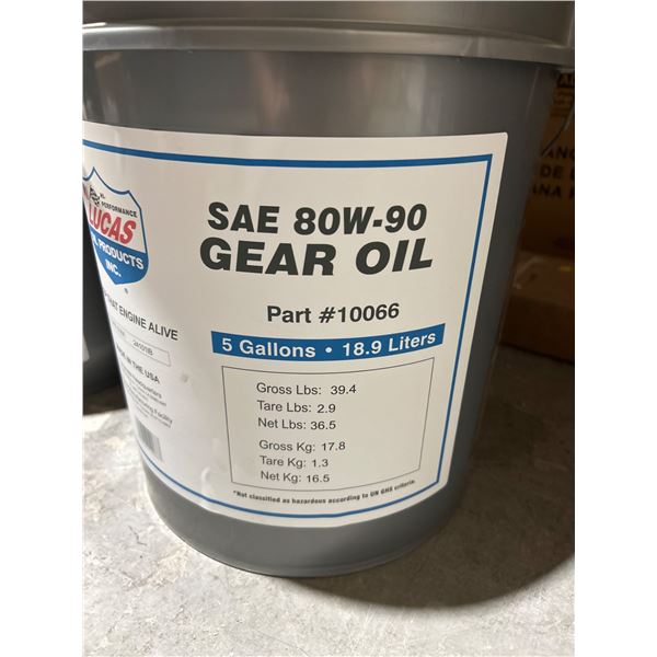 Lucas Oil SAE 80W-90 Gear Oil, Part #10066, 5 Gallons