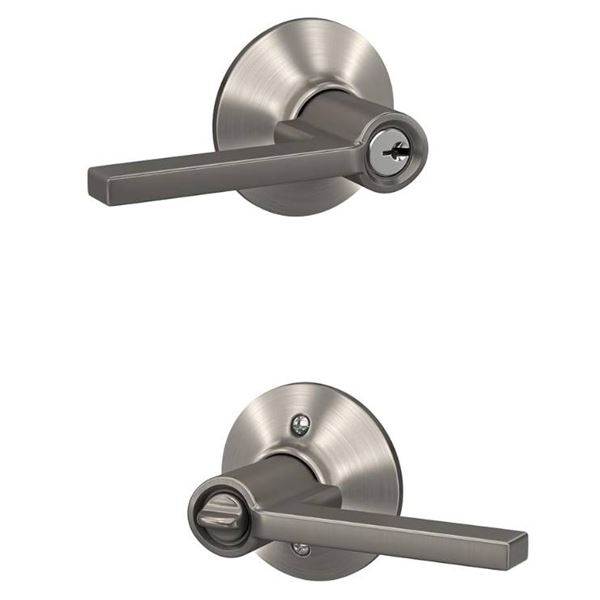 Schlage F51A LAT 619 Latitude Keyed Entry Lever, Satin Nickel