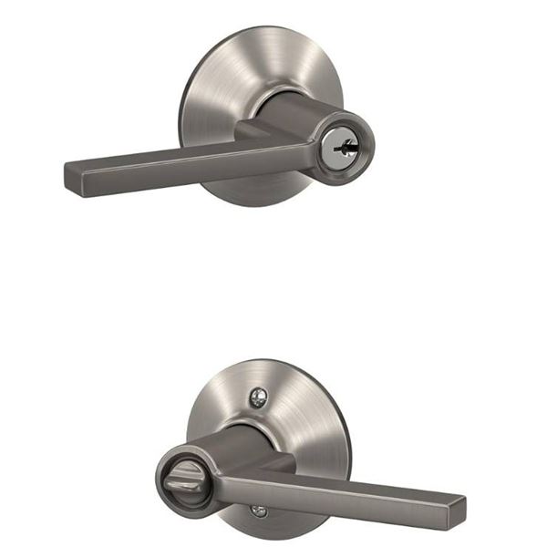 Schlage F51A LAT 619 Latitude Keyed Entry Lever, Satin Nickel