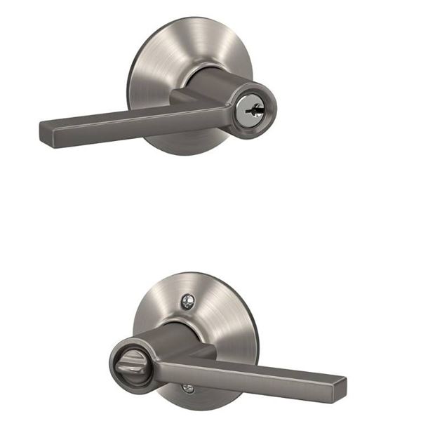 Schlage F51A LAT 619 Latitude Keyed Entry Lever, Satin Nickel