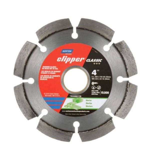 Norton Clipper Classic 4″ x 1/4″ Diamond Dry Tuck Pointing Blade