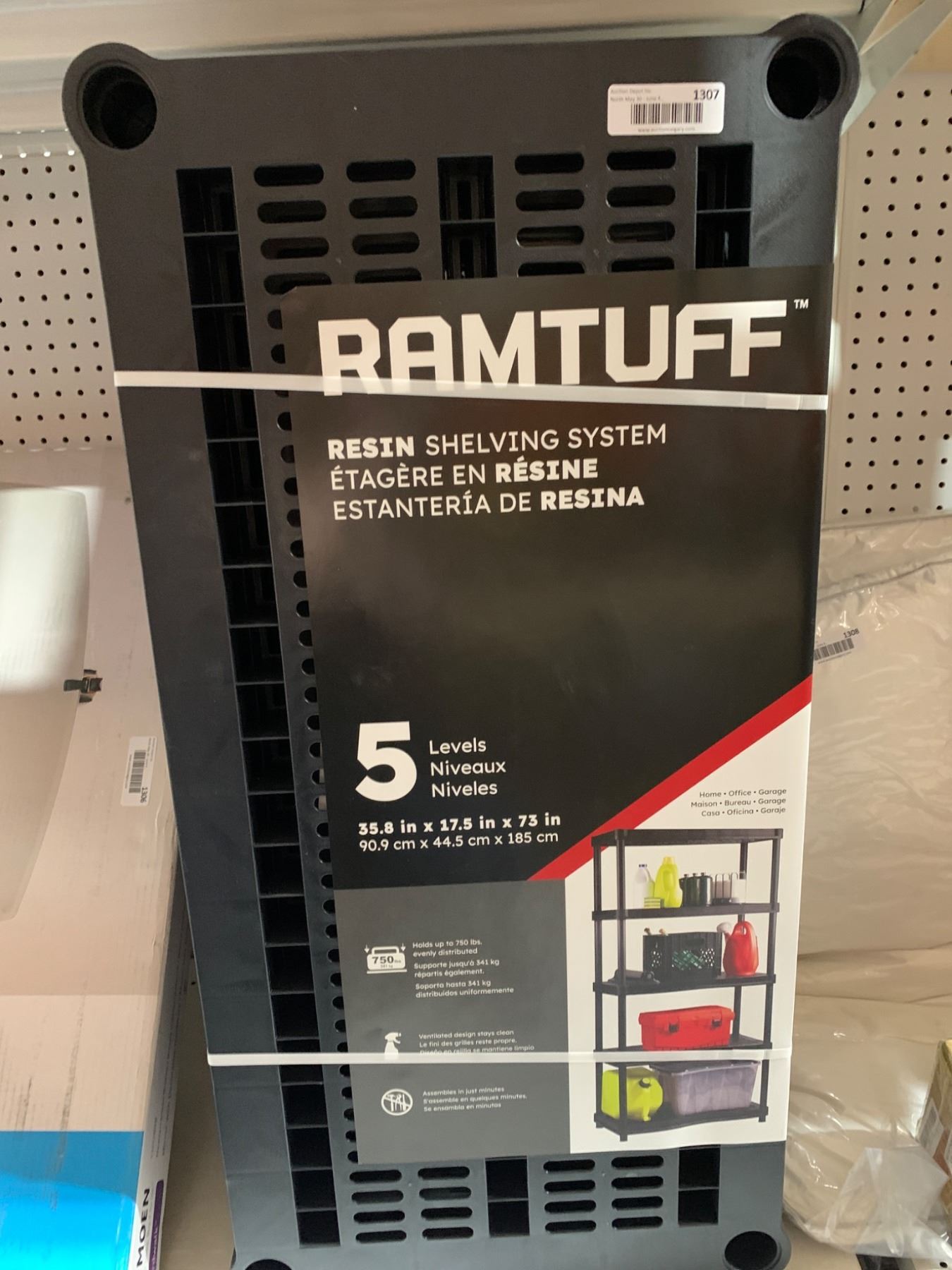 Ramtuff Resin Shelving System – 5 Levels, 35.8 x 17.5 x 73 Inches