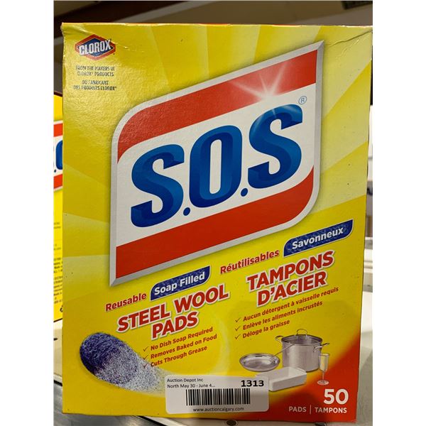 S.O.S Reusable Steel Wool Pads, Soap-Filled, 50 Count